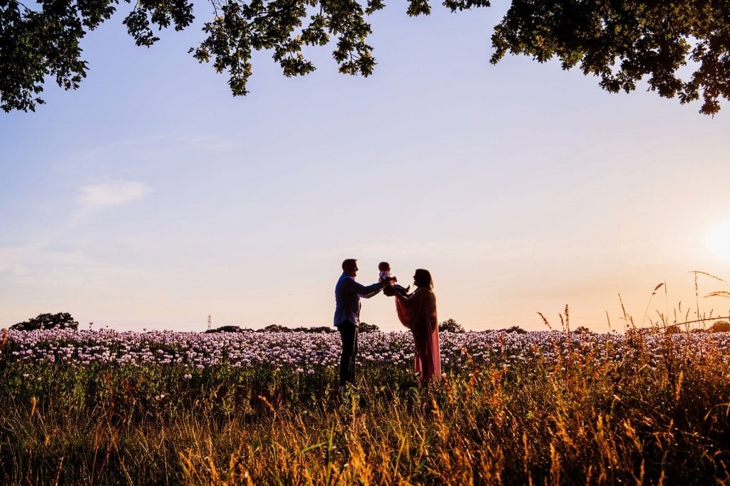 family photos in poppy fields
