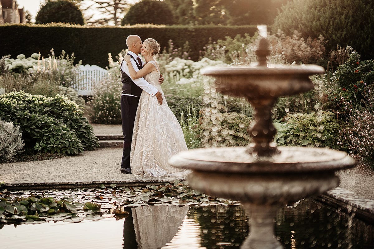 bride and groom portaits golden hour Loseley Park Summer Wedding